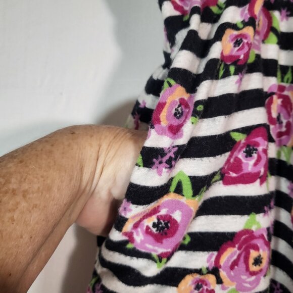 Pajama Mania Woman's Pull On Lounge Pant/PJ's Size XL Black/White Stripe Floral - Picture 4 of 8